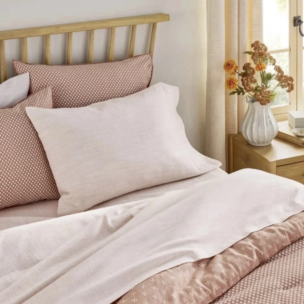 4pc KING MicroStripe Sheet Set Rust - Hearth & Hand with Magnolia NEW!